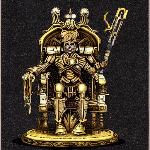 Prompt: illustration. the emperor on his golden throne. 4 0 k. body horror.