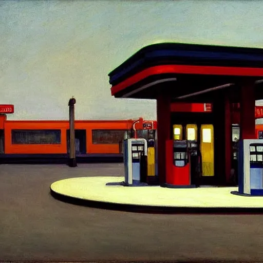 Image similar to American Gas Station by Edward Hopper