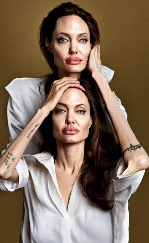 Prompt: angelina jolie meditating