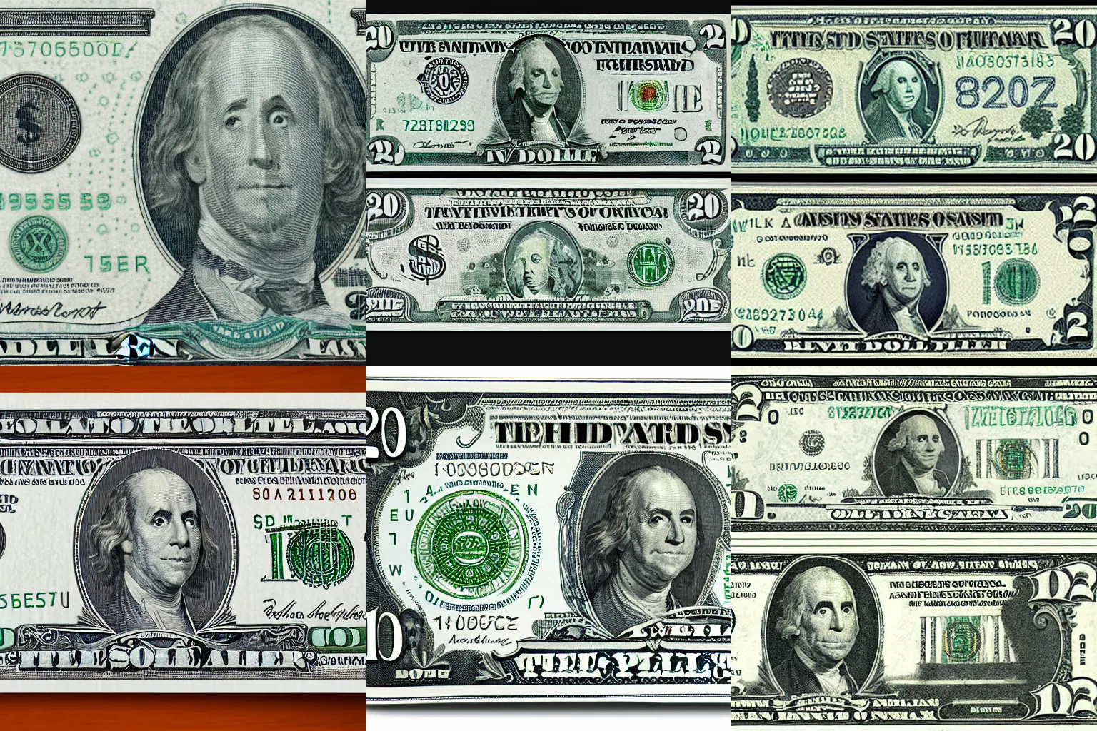 Prompt: 2 0 dollar bill redesign
