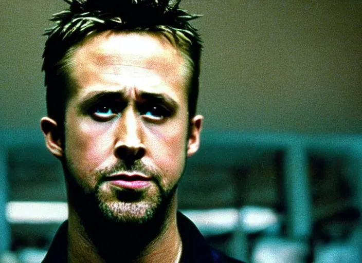 Image similar to film still of Ryan Gosling as Tyler Durden in Fight Club 1999