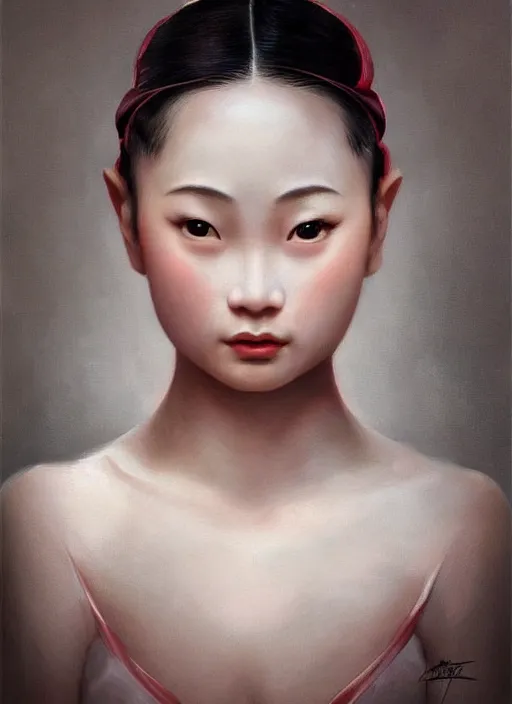 Image similar to hyperrealistic photography of a highly detailed and symmetrical gorgeous asian female ballerina in the style of vargas and wlop, highly detailed, face symmetry, highly realistic hands, masterpiece, award - winning, sharp focus, intricate concept art, ambient lighting, 8 k, artstation