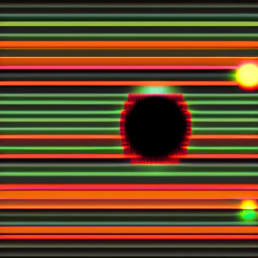 Prompt: planets into a black hole, 8 bits NES graphic, platform game, very low saturation, gradient, motion blur, color displacement