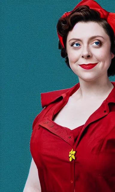 Prompt: photo of rachel bloom as rosie the riveter in real life, 8 k resolution