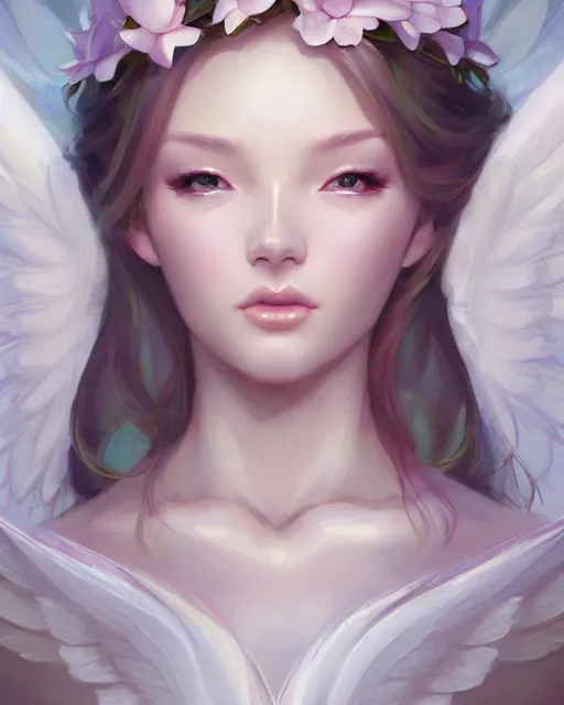 Image similar to character concept art of a goddess of magnolias as angelic young female | | seductive - fine - face, pretty face, key visual, realistic shaded perfect face, fine details by stanley artgerm lau, wlop, rossdraws, james jean, andrei riabovitchev, marc simonetti, and sakimichan, trending on artstation