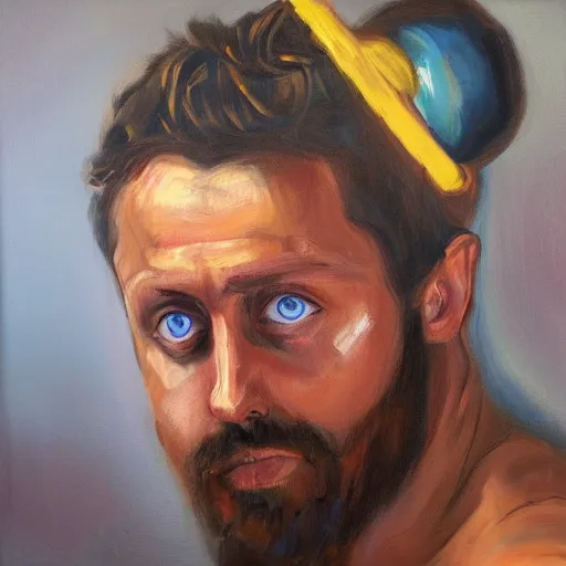 Prompt: forsen, expressive oil painting, muscular, trending on artstation