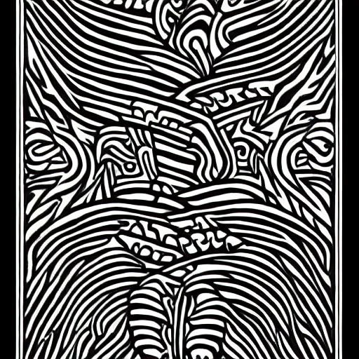 Image similar to a black and white line drawing of psychedelic maori tattoo design