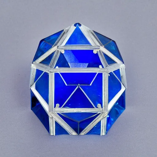 Prompt: the most beautiful sapphire crystal dodecahedron in the world