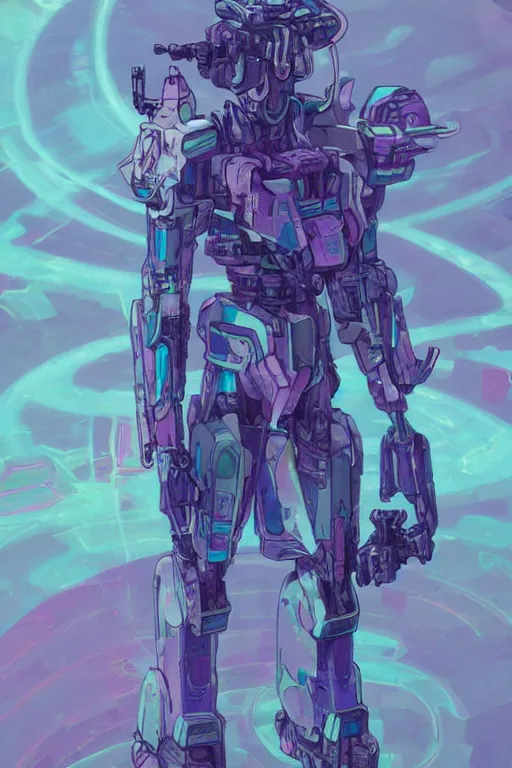 Image similar to a full body portrait of “MTMTE Tarn”!! , seapunk Mecha , vaporwave , digital art, artstation, by WLOP, Ilya repin, alphonse mucha., Very highly detailed 8K, octane, Digital painting, the golden ratio,