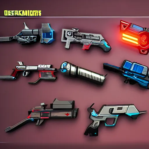 Prompt: cyberpunk pistols, stylized, fortnite, 4K