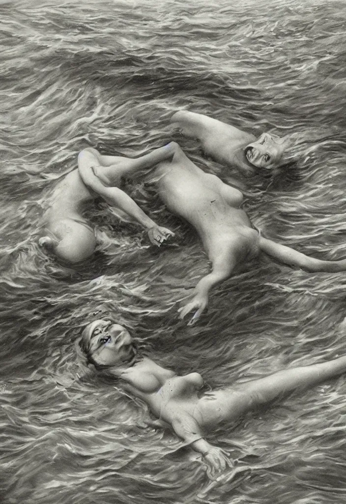 Image similar to highly detailed surrealist art about drowning slowly