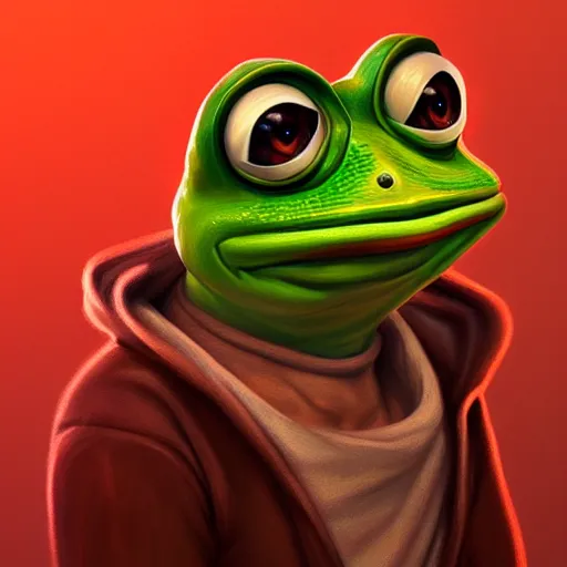 Prompt: portrait of the real life Pepe the Frog, expressive pose, futuristic, highly detailed, digital painting, artstation, concept art, smooth, sharp focus, dramatic light, studio light, by leonardo da vinci