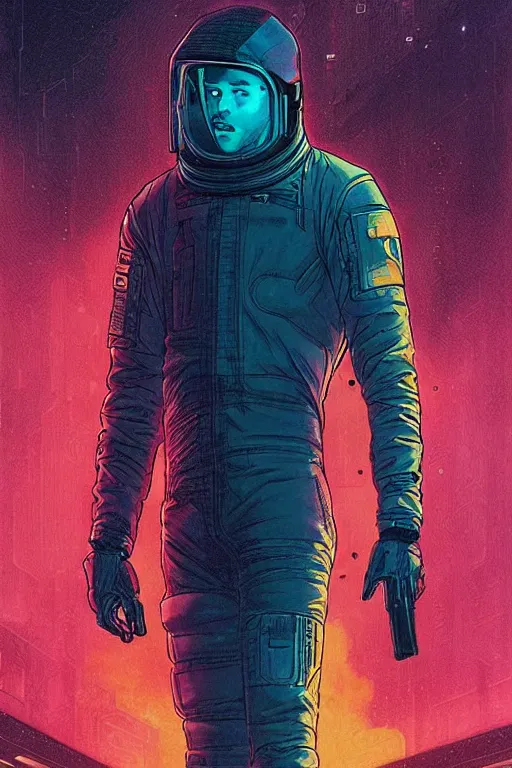 Image similar to Among Us Crewmate. Spaceman. cyberpunk. Blade Runner 2049. concept art by James Gurney and Mœbius.