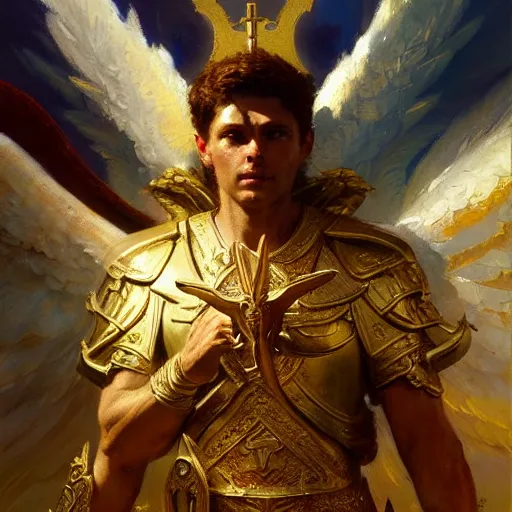 Prompt: saint michael the angel, guarding the planet from evil. highly detailed painting by gaston bussiere, craig mullins, greg rutkowski 8 k