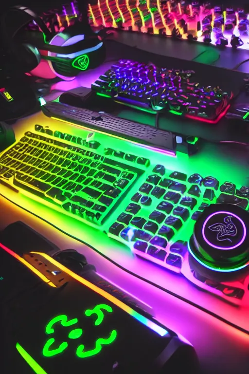 Image similar to razer gaming vodka, rgb lights, promotional photo