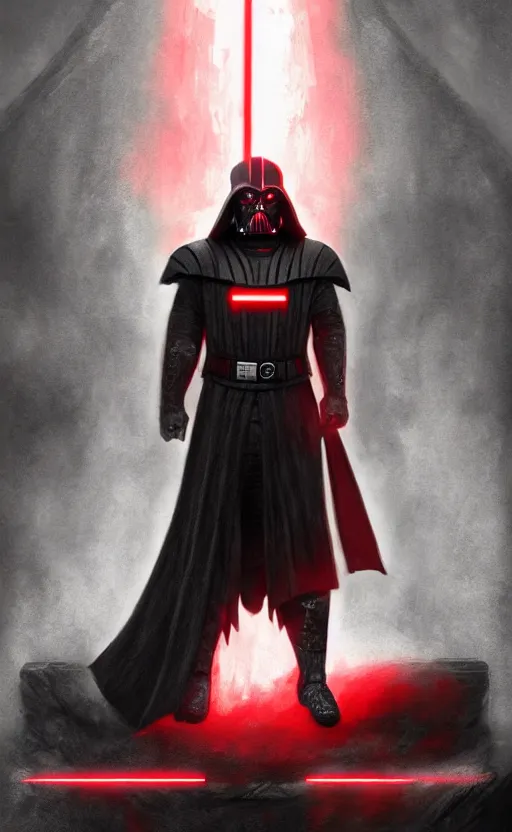 Image similar to « a beautiful darth bane portrait in a sith temple, trending on artstation »