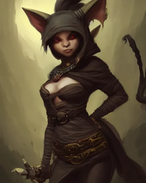 Image similar to Tabaxi :: Rogue, pretty, beautiful, DnD character art portrait, black hair, necromancy, matte fantasy painting, masterpiece, 8k, DeviantArt Artstation, by Jason Felix by Steve Argyle by Tyler Jacobson by Peter Mohrbacher, cinematic lighting.