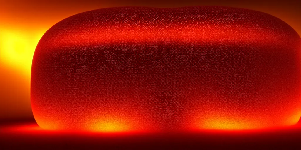 Prompt: A beautiful photo of a blob shaped trypophobia house with a mysterious red glow emitting from inside, stunning, gorgeous, golden ratio, photorealistic, featured on artstation, 4k resolution