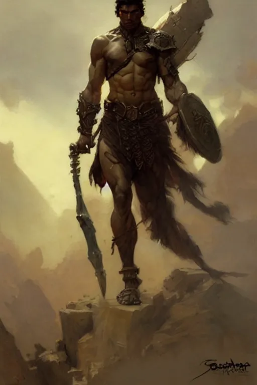 Image similar to warrior, attractive male, character design, painting by gaston bussiere, greg rutkowski, katsuya terada, frank frazetta, trending on artstation