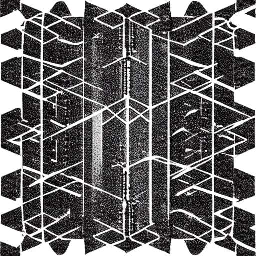 Prompt: the microchip, abstract dark geometry construct with white space, textured, tech pattern