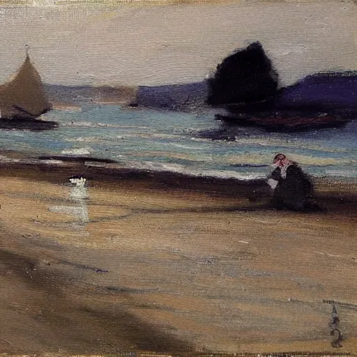 Prompt: a painting in the style of philip wilson steer.