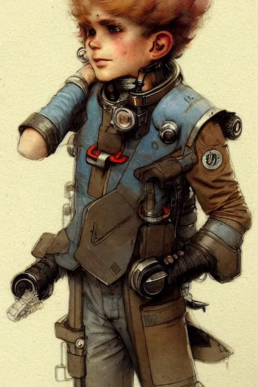 Image similar to ( ( ( ( ( 2 0 5 0 s retro future 1 0 year boy old super scientest in space pirate mechanics costume full portrait. muted colors. ) ) ) ) ) by jean - baptiste monge!!!!!!!!!!!!!!!!!!!!!!!!!!!!!!