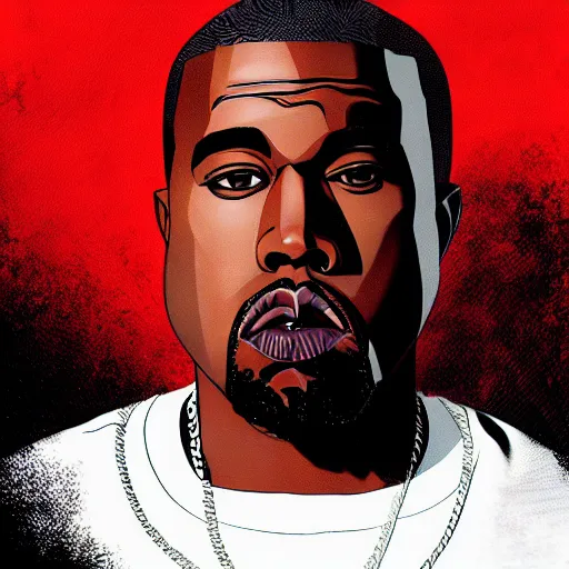 Prompt: anime key visual of rapper Kanye west, pixiv, portrait