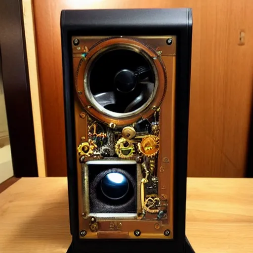 Image similar to a steampunk gaming monitor,ultra mega crazy unimaginably highly realistic and detailed