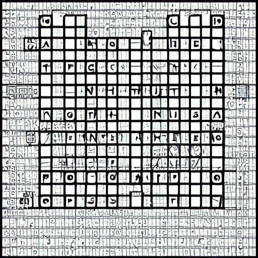 Prompt: crossword puzzle painted by monet, black and white, geometric, high - quality digital art, sharp focus, masterpiece