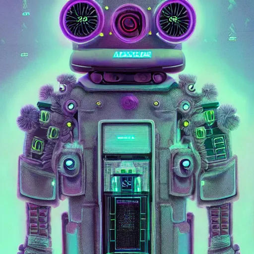 Prompt: a fluffy cyberpunk robot fractal:: by Martine Johanna and Simon Stålenhag and Chie Yoshii and Casey Weldon and Guillermo del toro :: ornate, dynamic, particulate, pastel colors, intricate, elegant, highly detailed, centered, artstation, smooth, sharp focus, octane render, 3d