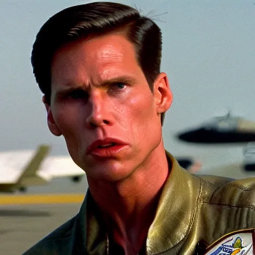 Image similar to Live Action Still of Jerma in Top Gun, real life, hyperrealistic, ultra realistic, realistic, highly detailed, epic, HD quality, 8k resolution, body and headshot, film still