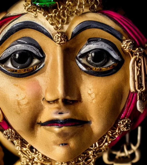 Image similar to close up portrait of a fortune teller automata, Nikon camera, 4k, National Geographic