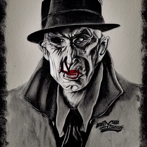 Image similar to a tremere vampire, by tony diterlizzi, ink, portrait, srgb