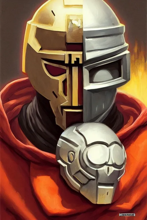 Prompt: mf doom as cooking pancakes animation pixar style, mf doom rapper madvillain gladiator mask, by magali villeneuve, artgerm, jeremy lipkin and michael garmash, rob rey and kentaro miura style, trending on art station