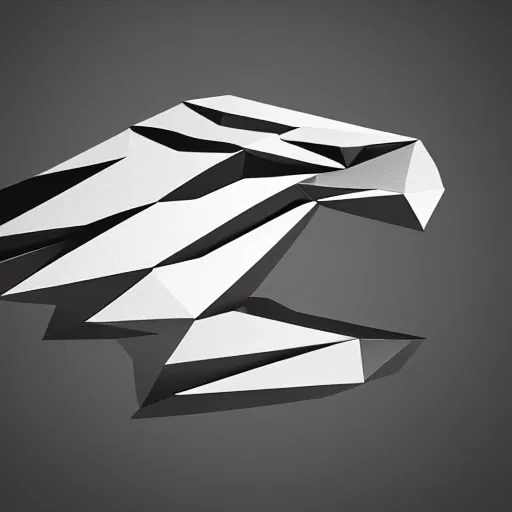 Image similar to 2 dimensional, vector, low poly, crystal eagle icon, black background, cgsociety, artstation, octane render