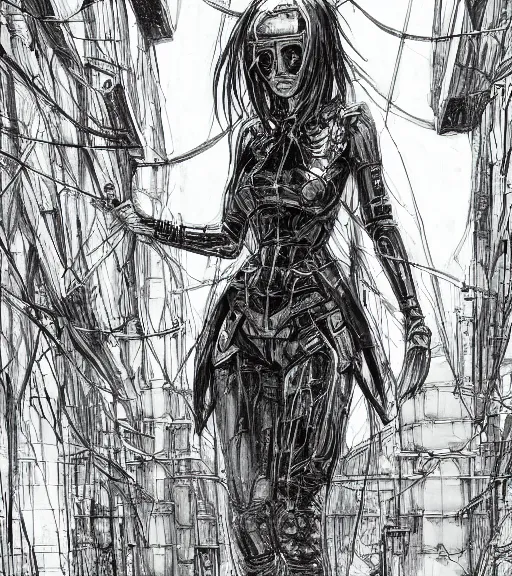 Prompt: andrei tarkovsky cyberpunk scene, epic ancient tower of babylon, woman in transparent cyber clothing, hyperrealistic, blame, manga style, drawing by tsutomu nihei, cyber world, concept art, hyper - detailed, smooth, masterpiece, epic, cinematic, high quality