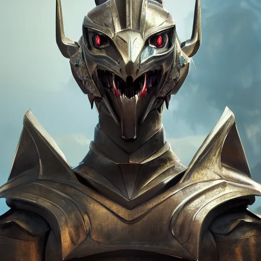Image similar to stunning bust of a beautiful female knight, but as an anthropomorphic female dragon, well designed cute elegant female robot dragon head, well armored, sharp claws, HD octane render, fantasy, Artstation, Deviantart, Furaffinity