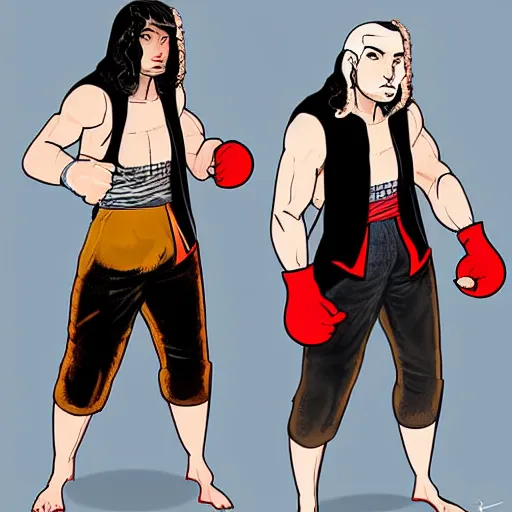 Image similar to baroque mma fighter, color, lastman comic, bastien vives style, character concept