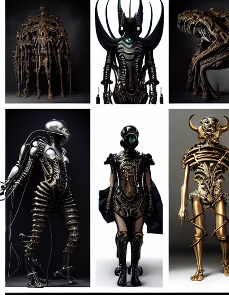 Image similar to still frame from Prometheus by Giger, which king Dr doom in ornate bio cybernetic bone and opal armour and horned helmet by Wayne Barlowe by peter Mohrbacher, dressed by Alexander McQueen and by Neri Oxman, metal couture hate couture editorial