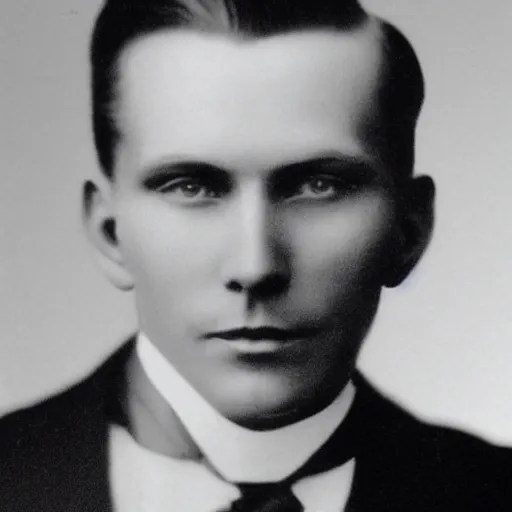 Image similar to A photograph portrait of Jerma985 with slicked back hair in the early 1900s, taken in the early 1900s, grainy, taken on a early 1900s Kodak Camera, realistic, hyperrealistic, very realistic, highly detailed, very detailed, extremely detailed, detailed, digital art, trending on artstation