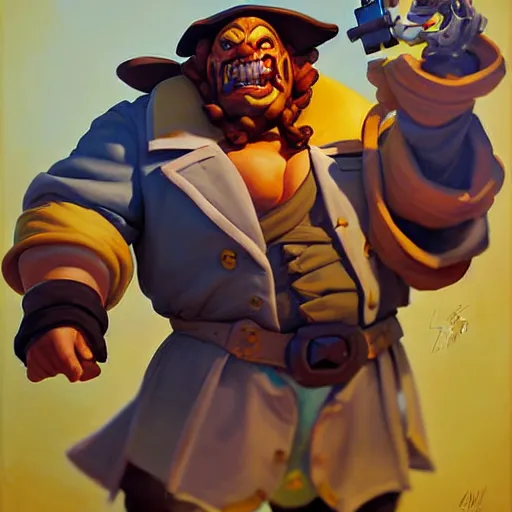 Image similar to Greg Manchess portrait painting of LeChuck as Overwatch character, medium shot, asymmetrical, profile picture, Organic Painting, sunny day, Matte Painting, bold shapes, hard edges, street art, trending on artstation, by Huang Guangjian and Gil Elvgren and Sachin Teng