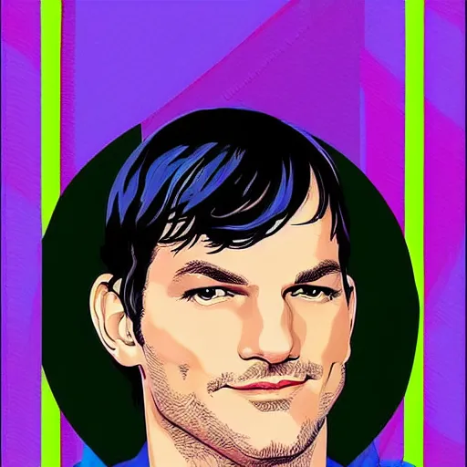 Image similar to “ ashton kutcher retro minimalist portrait by jean giraud, moebius starwatcher comic, 8 k ”