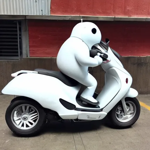 Image similar to Baymax riding a mobility scooter, photo