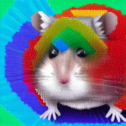 Prompt: hamster made out of rainbow gems, large, blocky, 8 k hd
