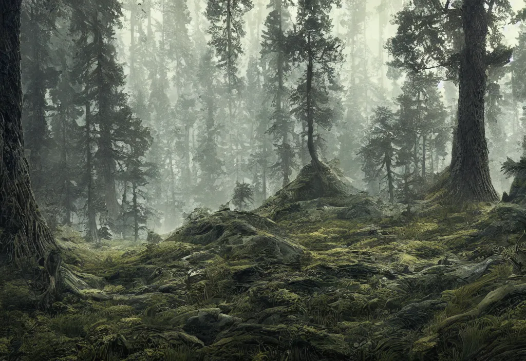 Prompt: handmade stunning landscape of a big and beautiful forest, line art by jakub rebelka, winning - award masterpiece, fantastic, octane render, 8 k hd resolution, high quality image