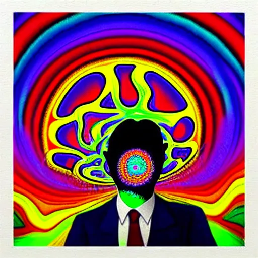 Image similar to Mr. Bean opens his third eye. Psychedelic art.