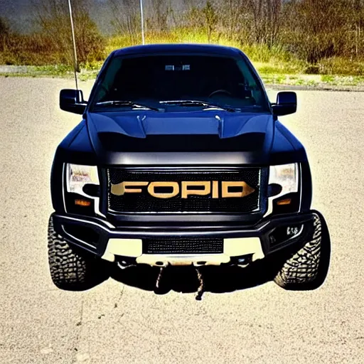 Image similar to the punisher skull logo painted on an black ford raptor