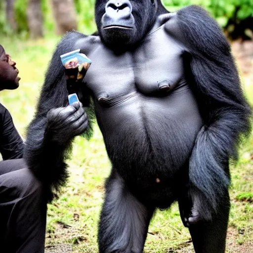 Image similar to a gorilla showing off his latest art masterpiece, today's featured nature photograph 1 6 k