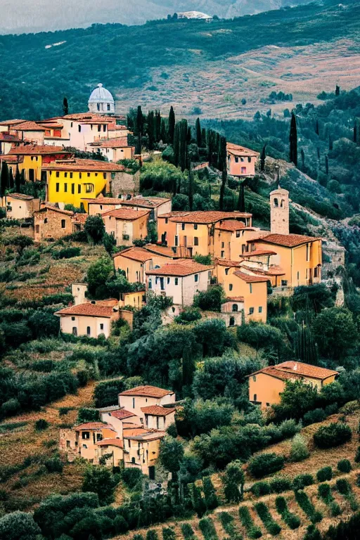 Prompt: the color landscape photography in italy tuscany, realistic, ultrafine detailed, national geographic, 8 k.