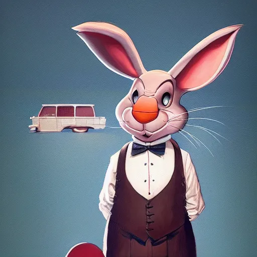 Image similar to portrait of mr. bean as roger rabbit big chungus painted by greg rutkowski